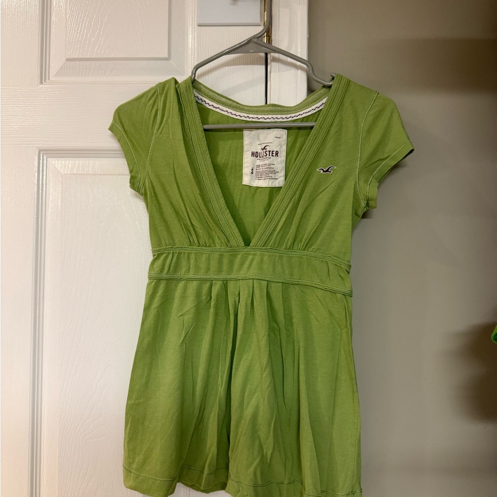 Hollister Women's Green Top Y2K